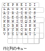 行と列のキューを表示する単語検索パズル