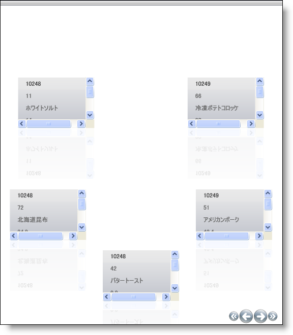 3 つのフィールド以上を表示する xamDataPresenter のカルーセル ビュー